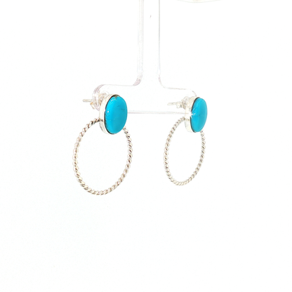 Turquoise Stone Hoop Earrings