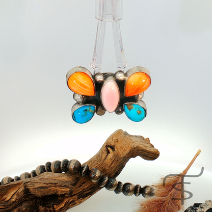 Multistone Butterfly Ring Adjustable