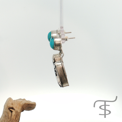 Turquoise and White Buffalo Drop Earrings