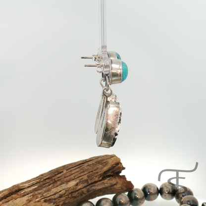 Turquoise and White Buffalo Drop Earrings