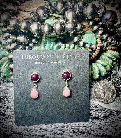 Teardrop Purple and Pink Earrings