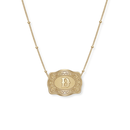 Original Mini Buckle Initial Necklaces- Gold Beaded Chain