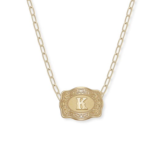 Original Mini Buckle Initial Necklaces- Gold Paperclip Chain