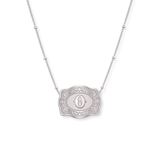 Original Mini Buckle Initial Necklaces- Silver Beaded Chain