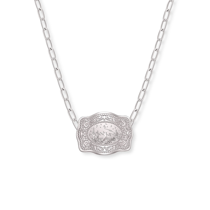 SpurWest Original Mini Buckle Necklace- Silver Lone Wolf