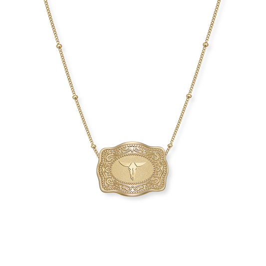 Original Mini Buckle Necklace- Gold Longhorn