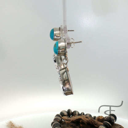 Turquoise and White Buffalo Drop Earings