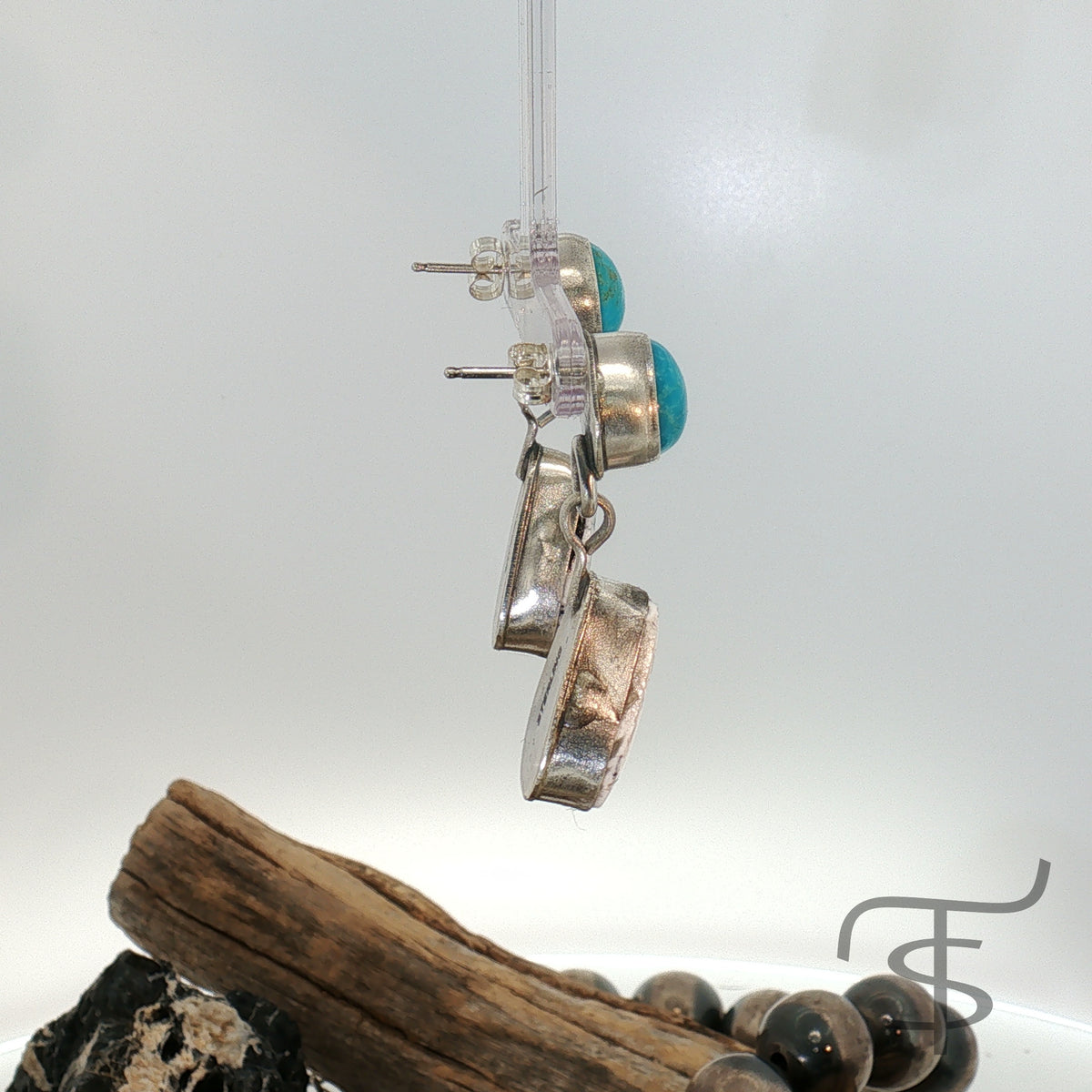 Turquoise and White Buffalo Drop Earings