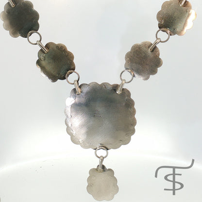Red Spiny and Turquoise Cross and Pebble Necklace
