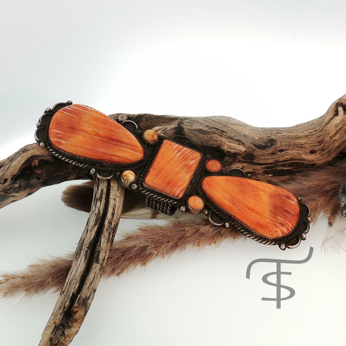Orange Spiny Stoplight Crawler Ring, sz 8