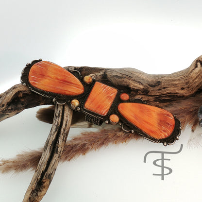 Orange Spiny Stoplight Crawler Ring, sz 8