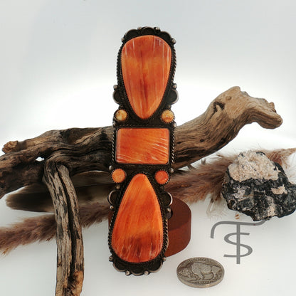 Orange Spiny Stoplight Crawler Ring, sz 8