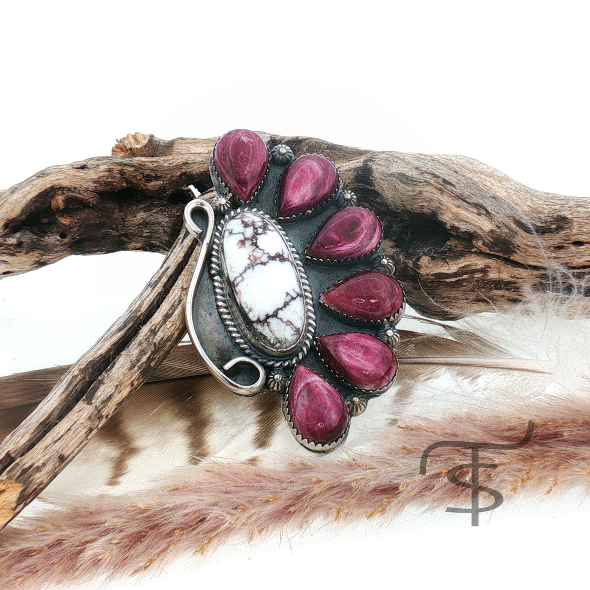 Wildhorse and Purple Half Sunburst Ring
