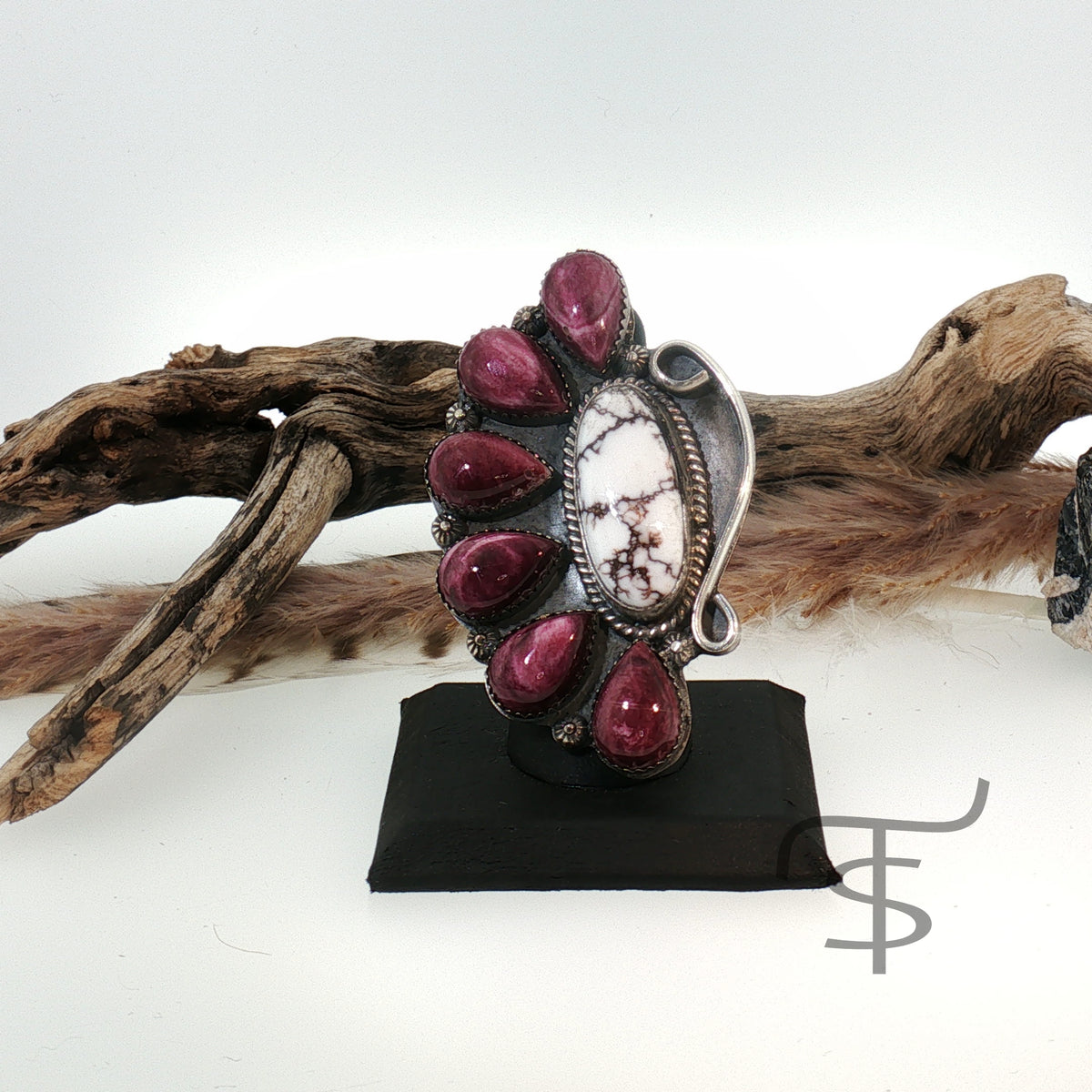 Wildhorse and Purple Half Sunburst Ring