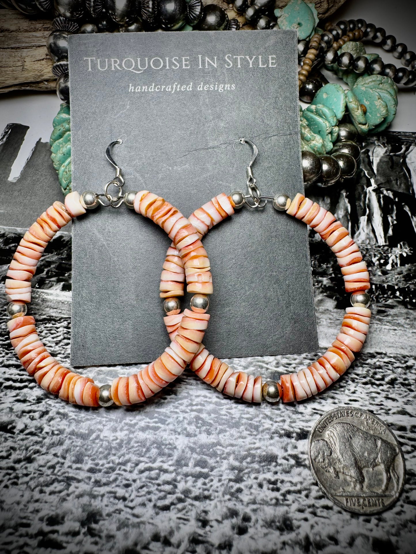 Spiny Orange Heishi Hoops