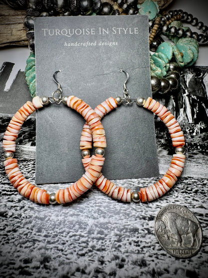 Spiny Orange Heishi Hoops