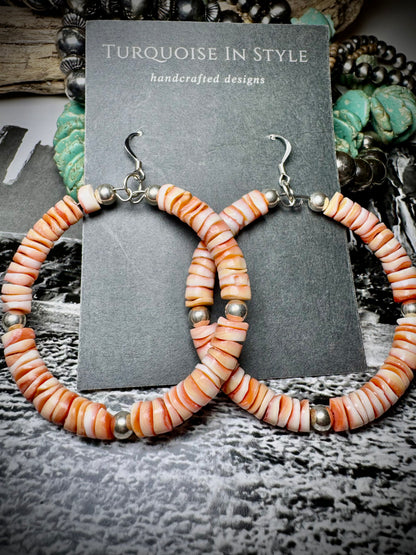 Spiny Orange Heishi Hoops
