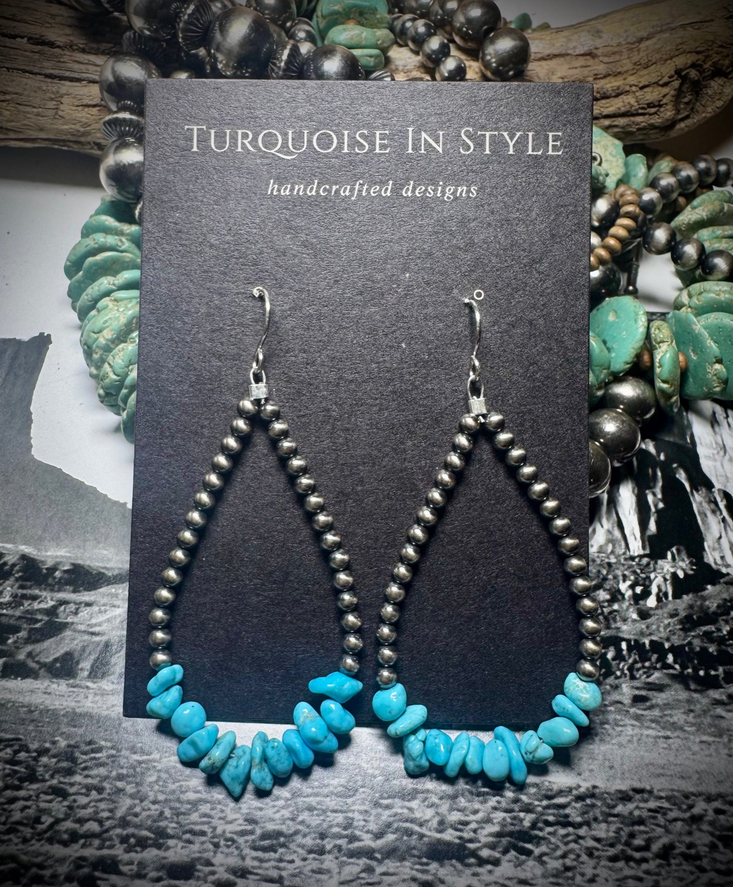 3 mm Pearl & Turquoise Hoops