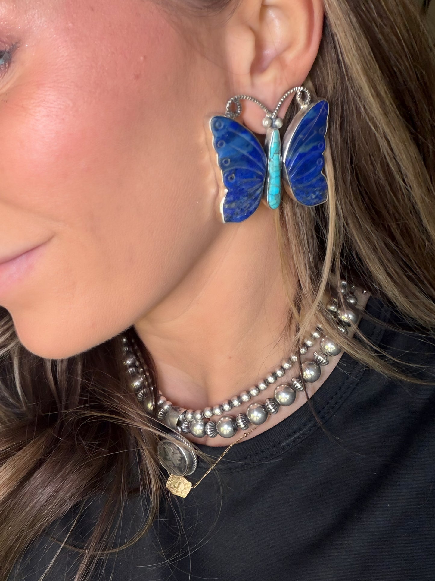Federico Lapis & Turquoise Butterfly Earrings