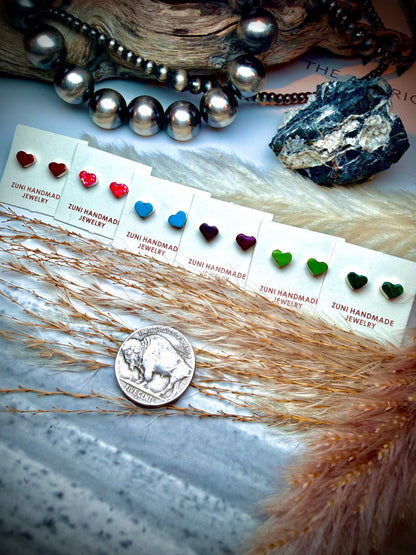 Zuni Heart Studs
