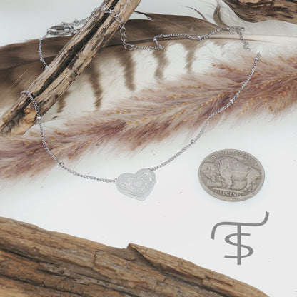 SpurWest Audrey Heart Necklace, Silver