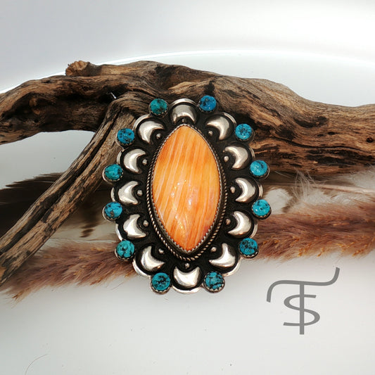 Orange Spiny & Turqoise Ring