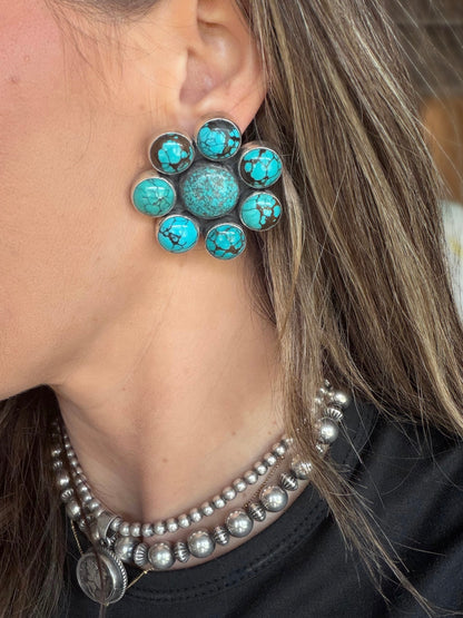Federico Turquoise Cluster Earrings- Medium