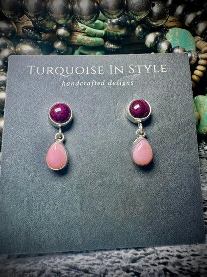 Teardrop Purple and Pink Earrings