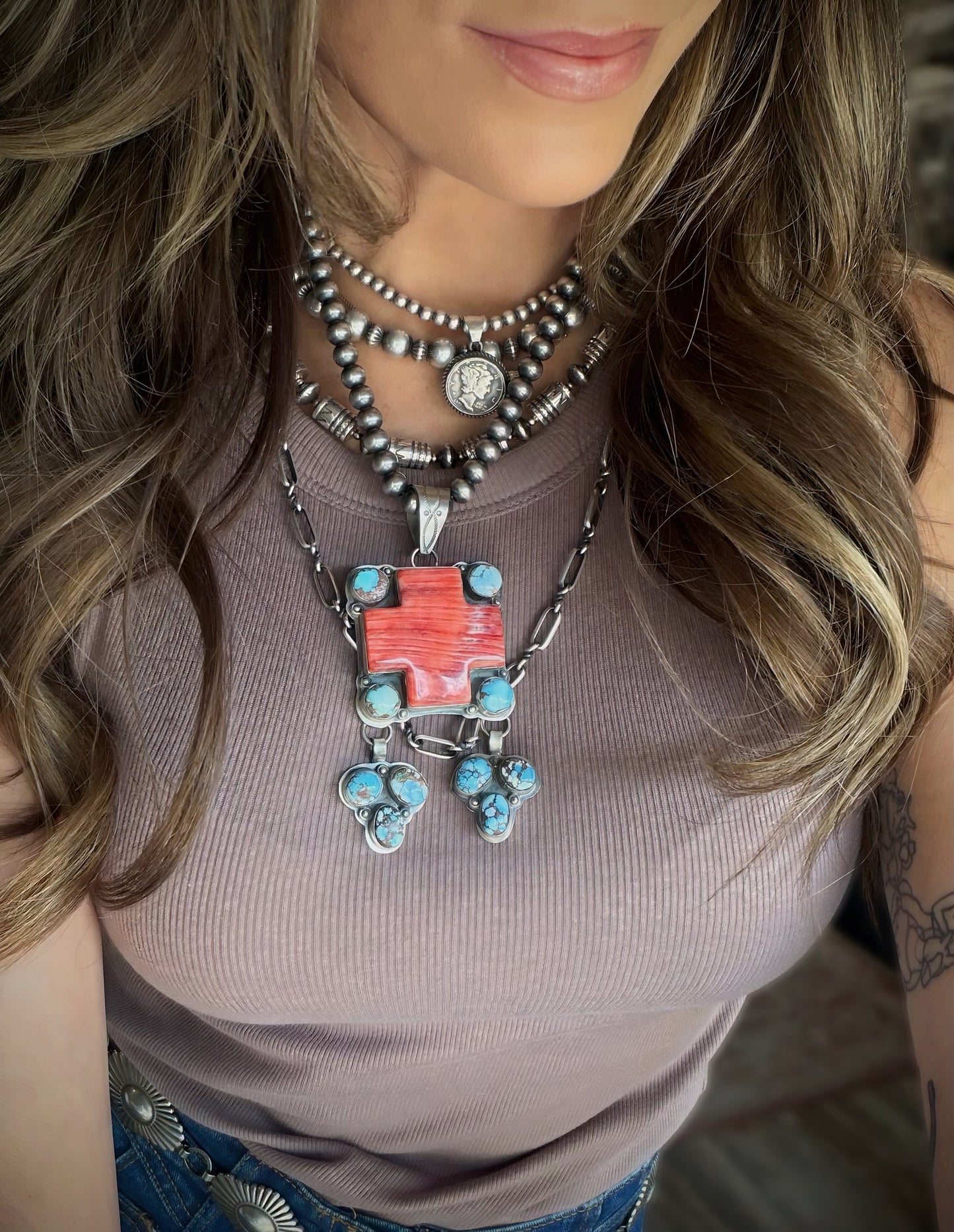 Red Spiny and Golden Hills Pendant