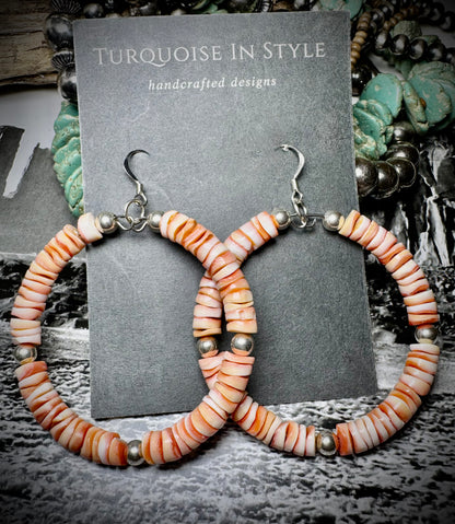 Spiny Orange Heishi Hoops