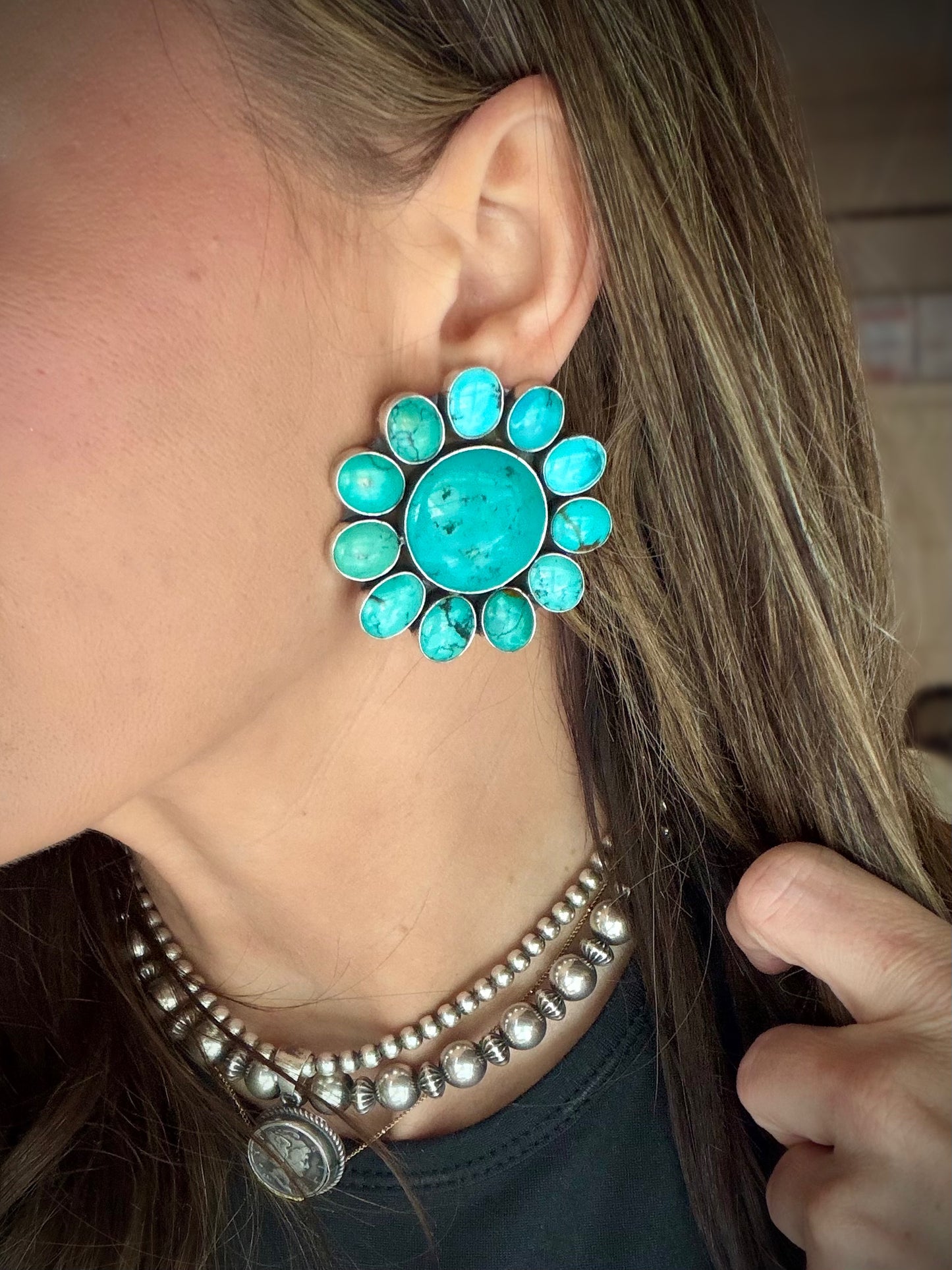 Federico Turquoise Cluster Earrings- Large