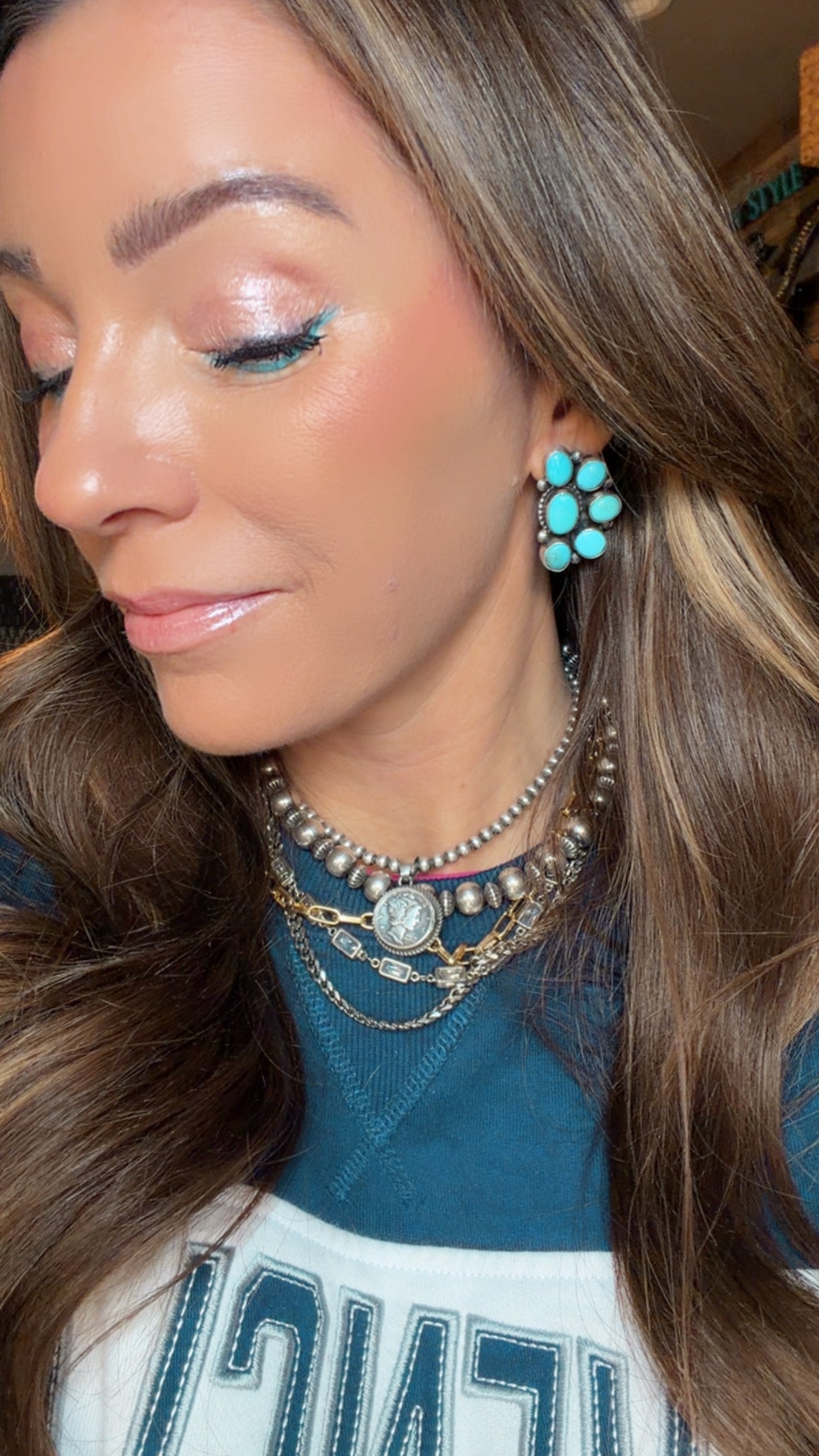 Bright Blue Cluster Earrings