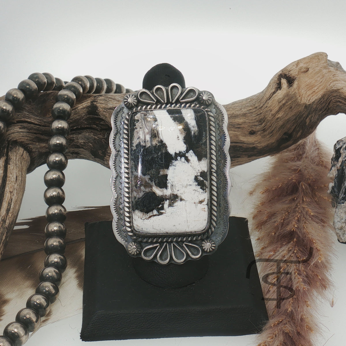 Large Rectangle White Buffalo Ring