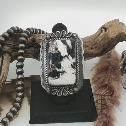 Large Rectangle White Buffalo Ring