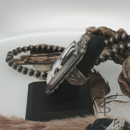 Large Rectangle White Buffalo Ring
