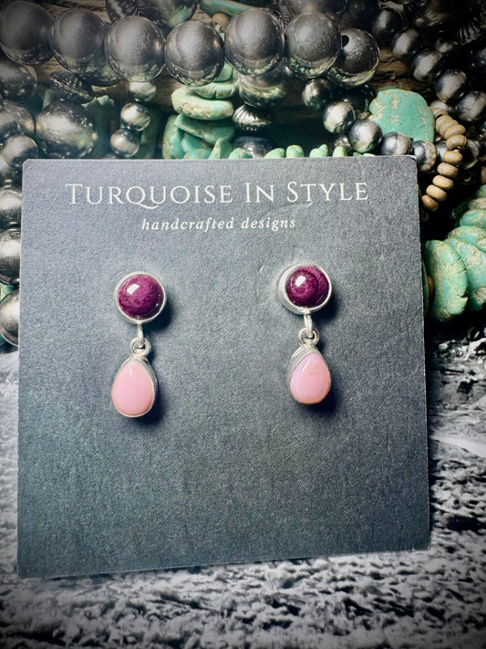 Teardrop Purple and Pink Earrings
