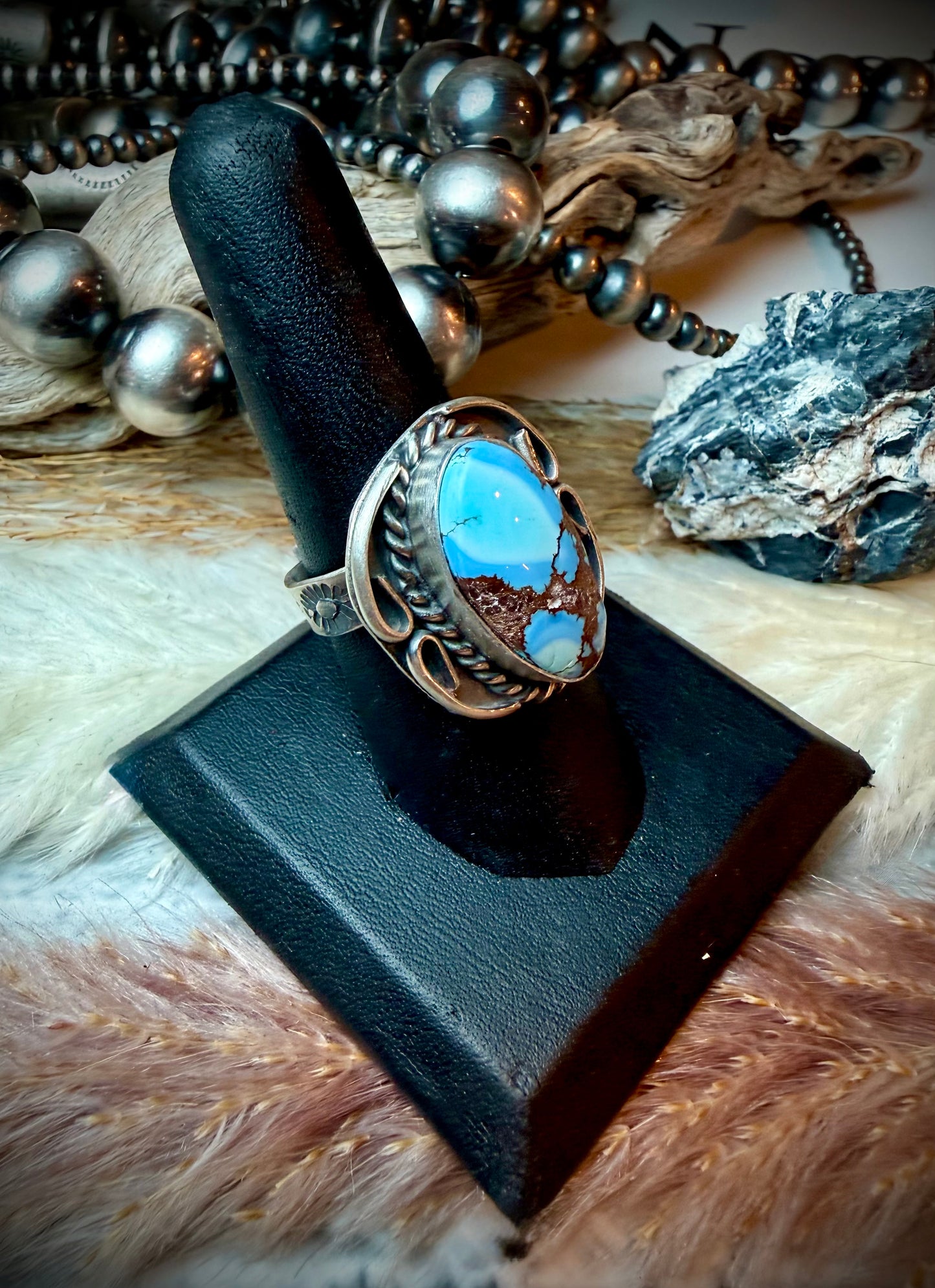 Single Stone Golden Hills Ring by Gilbert Nez