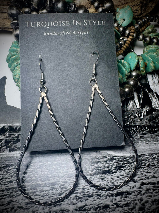 Medium Twisted Sterling Silver Teardrop Dangle Earrings