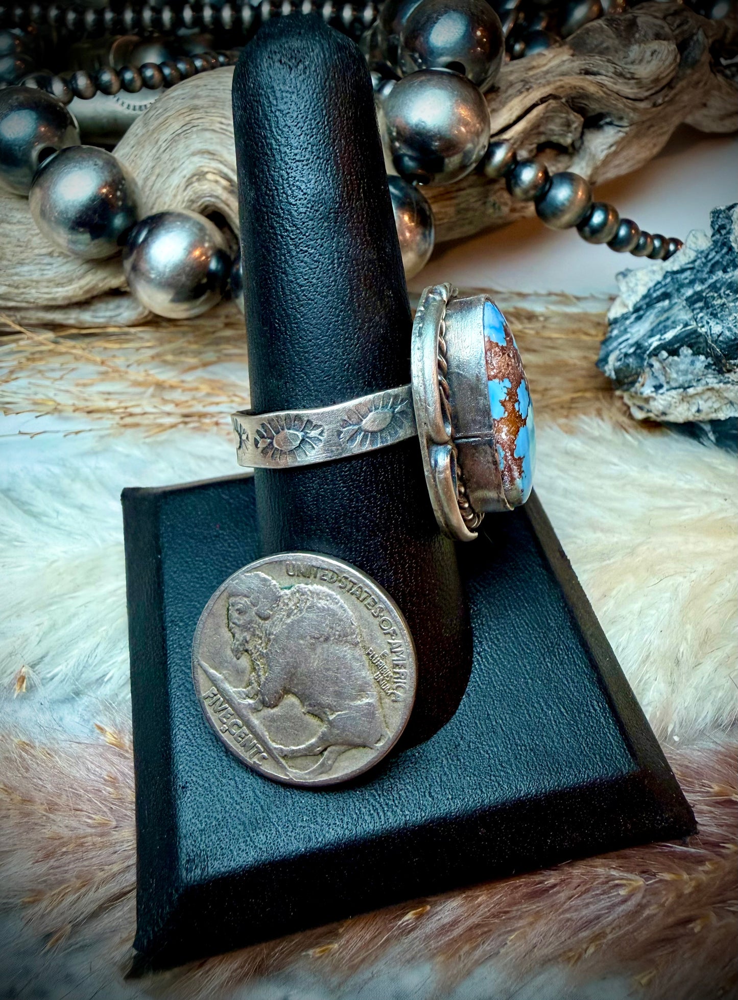 Single Stone Golden Hills Ring by Gilbert Nez