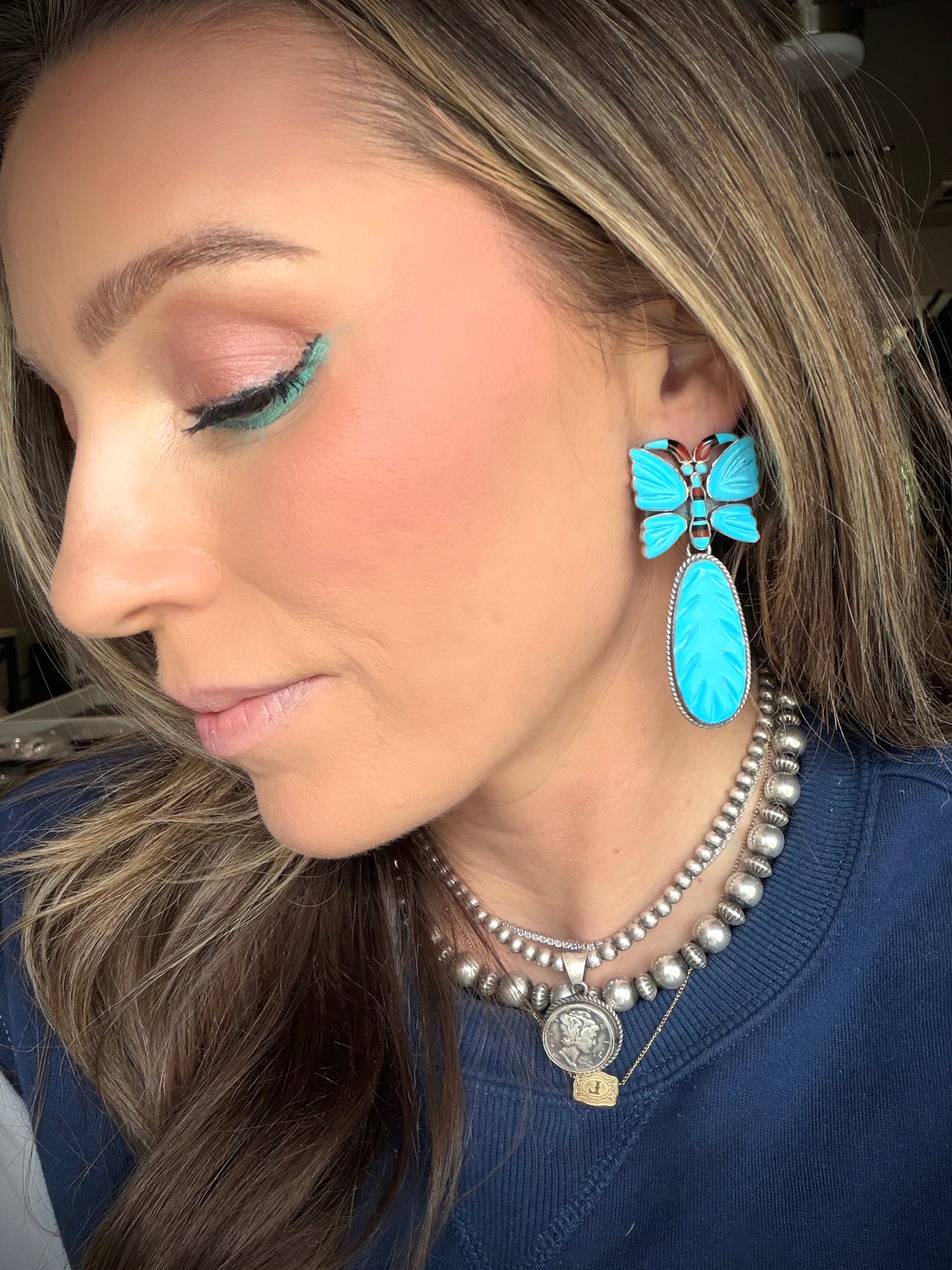 Federico Sleeping Beauty Turquoise Butterfly Earrings