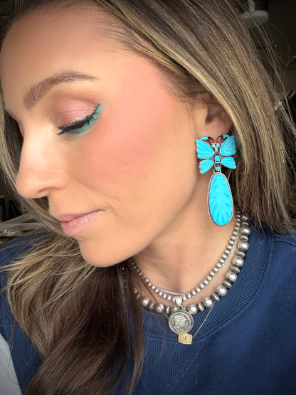 Federico Sleeping Beauty Turquoise Butterfly Earrings
