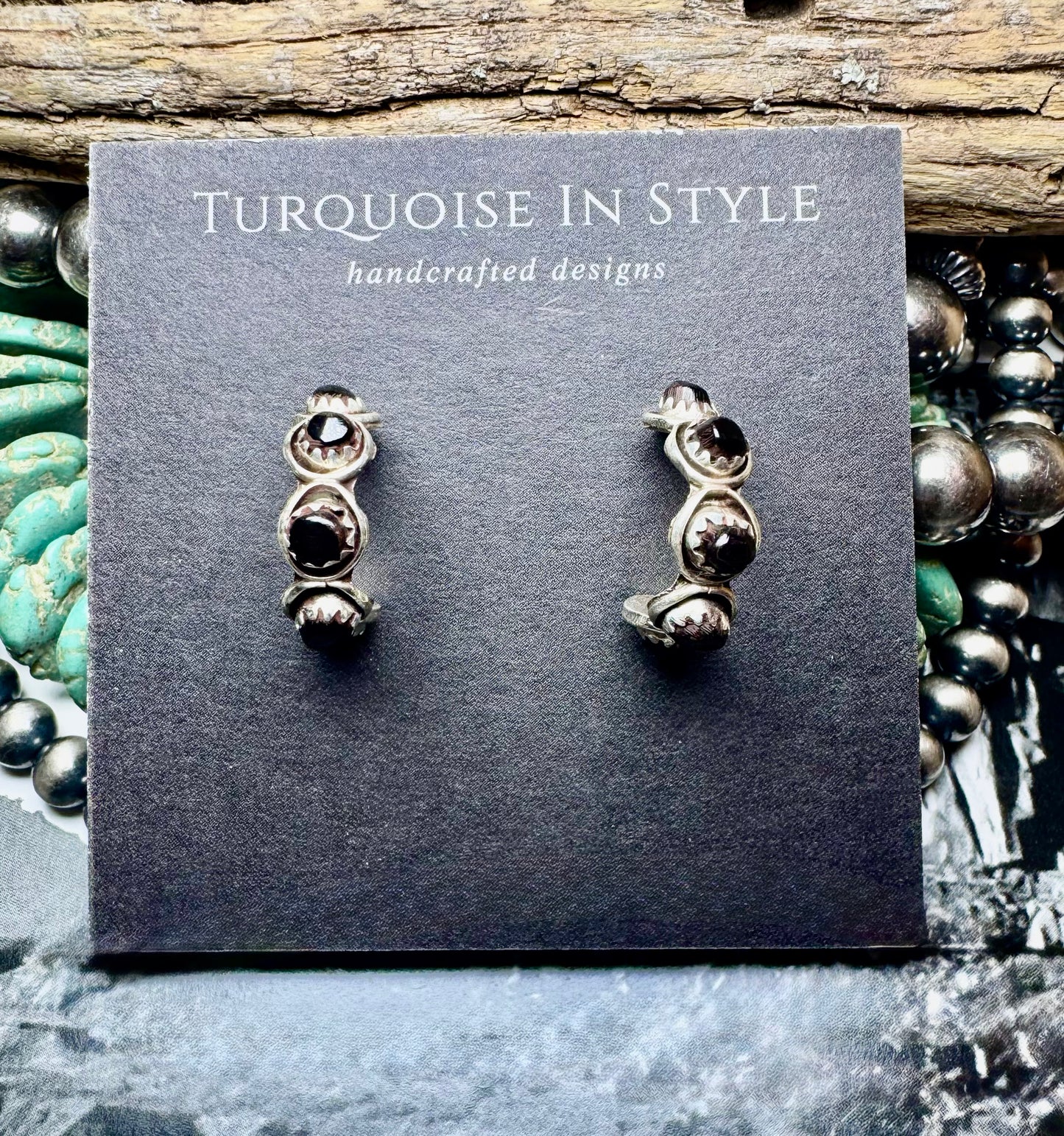 Black Onyx Stud Hoops