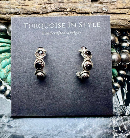 Black Onyx Stud Hoops