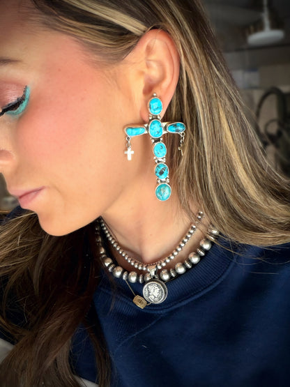 Federico Turquoise Cross Earrings