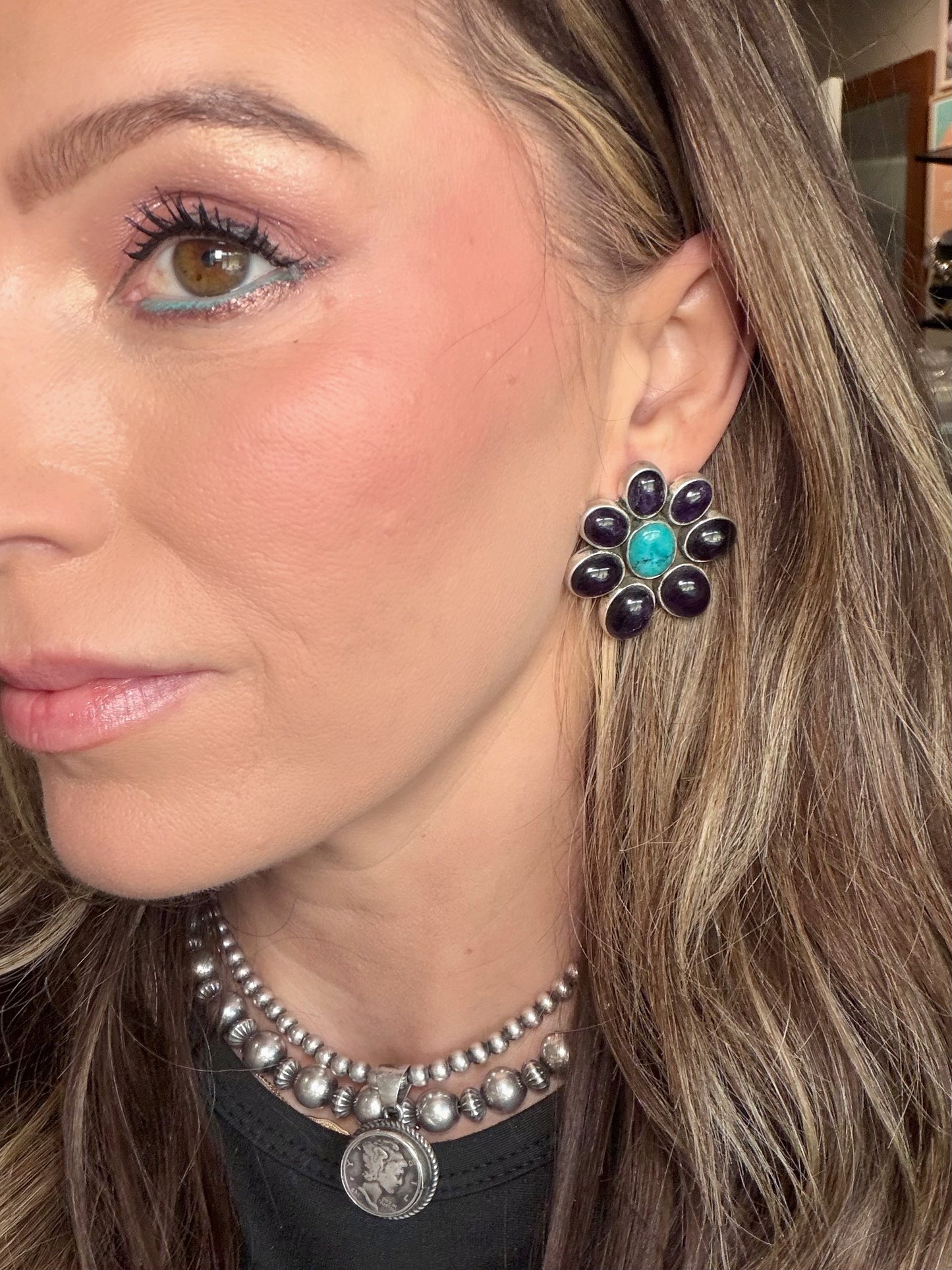 Federico Amethyst & Turquoise Earrings