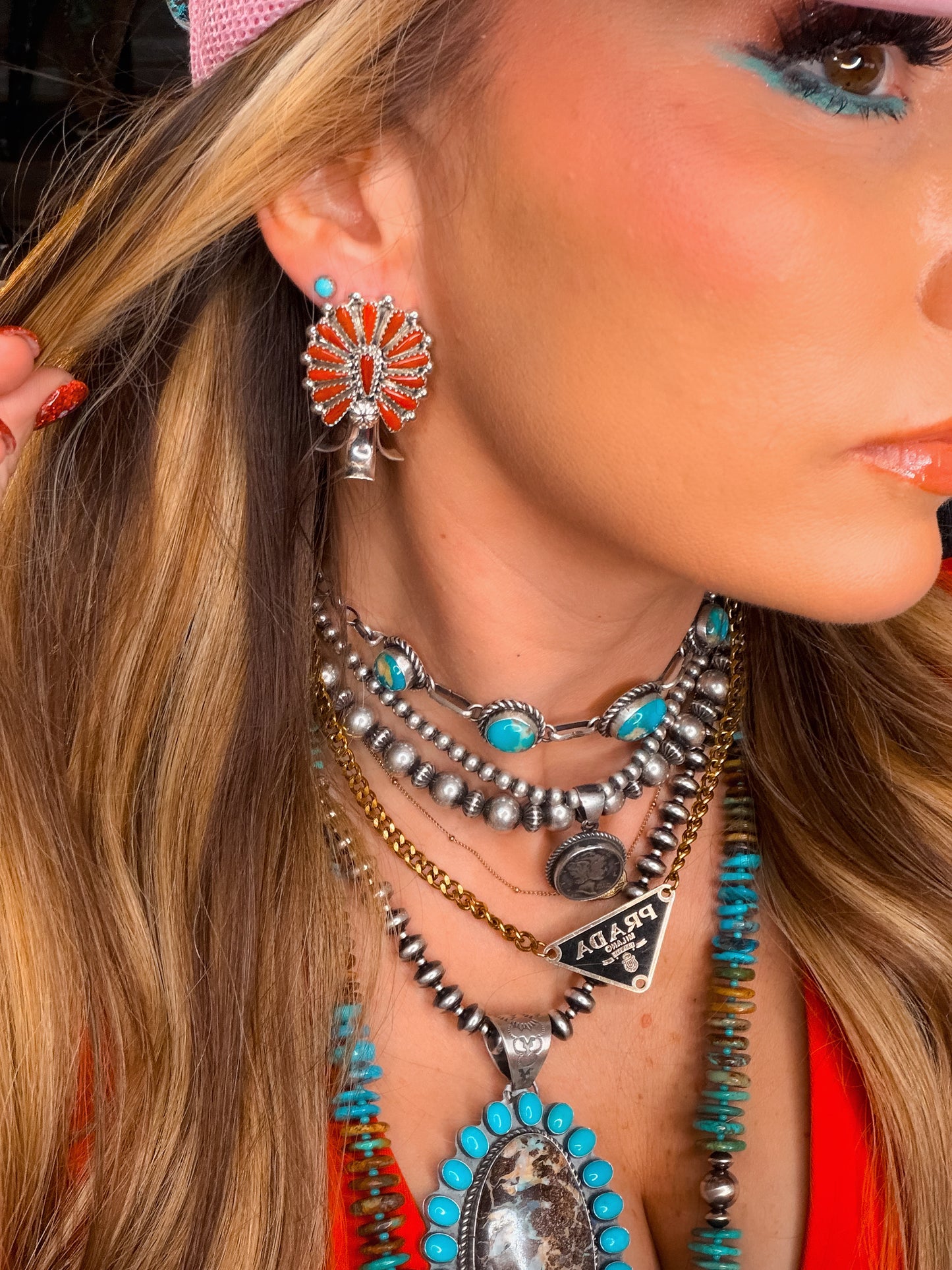 Kyle Wilson Red Coral Earrings