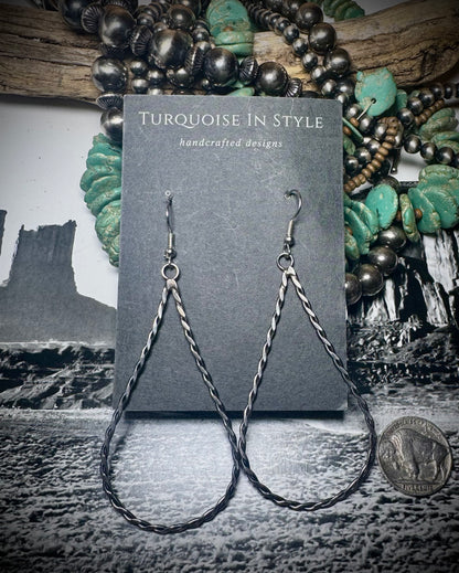 Medium Twisted Sterling Silver Teardrop Dangle Earrings