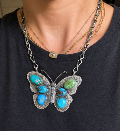Jeff Largo Turquoise Butterfly Necklace