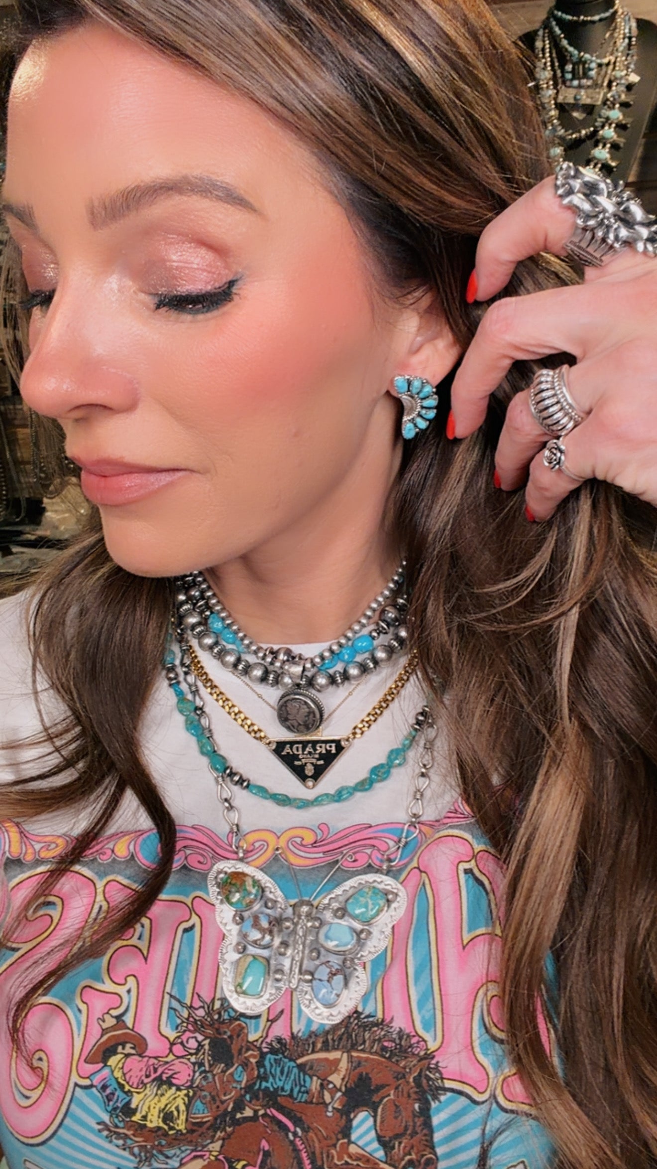 Turquoise Half Cluster Studs