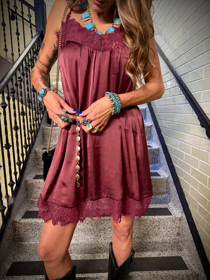 The After Party Slip Dress- Mulberry